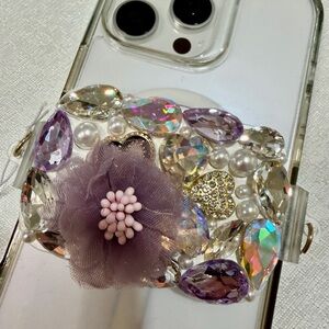 Decorative Phone Grip with Purple and Pink Accents